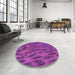 Round Patterned Medium Violet Red Pink Rug in a Office, pat1565pur