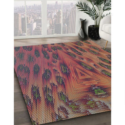 Machine Washable Transitional Orange Salmon Pink Rug in a Family Room, wshpat1565
