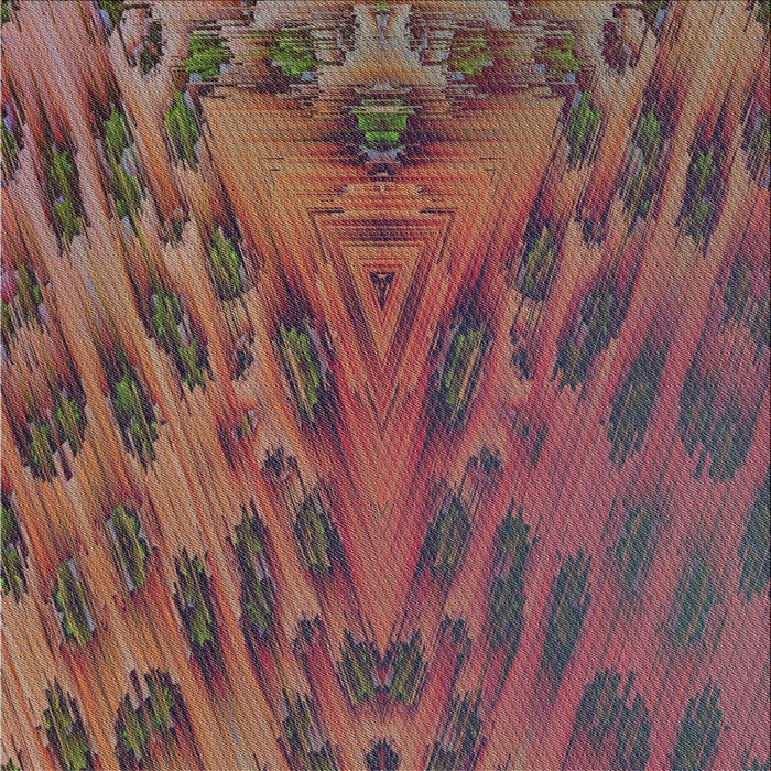 Square Patterned Orange Salmon Pink Novelty Rug, pat1565