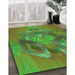 Machine Washable Transitional Seaweed Green Rug in a Family Room, wshpat1566grn