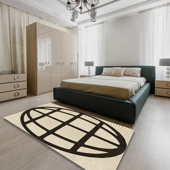 Patterned Vanilla Gold Rug in a Bedroom, pat1567brn