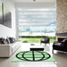 Machine Washable Transitional Medium Forest Green Rug in a Kitchen, wshpat1567grn