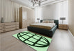 Patterned Medium Forest Green Rug in a Bedroom, pat1567grn