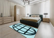 Patterned Blue Rug in a Bedroom, pat1567lblu