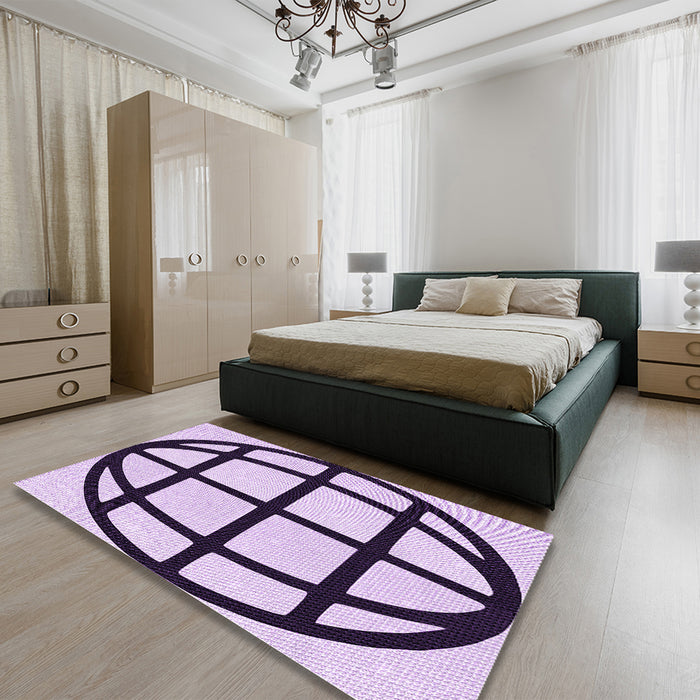 Patterned Purple Rug in a Bedroom, pat1567pur