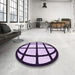 Round Patterned Purple Rug in a Office, pat1567pur