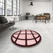 Round Patterned Brown Red Rug in a Office, pat1567rd