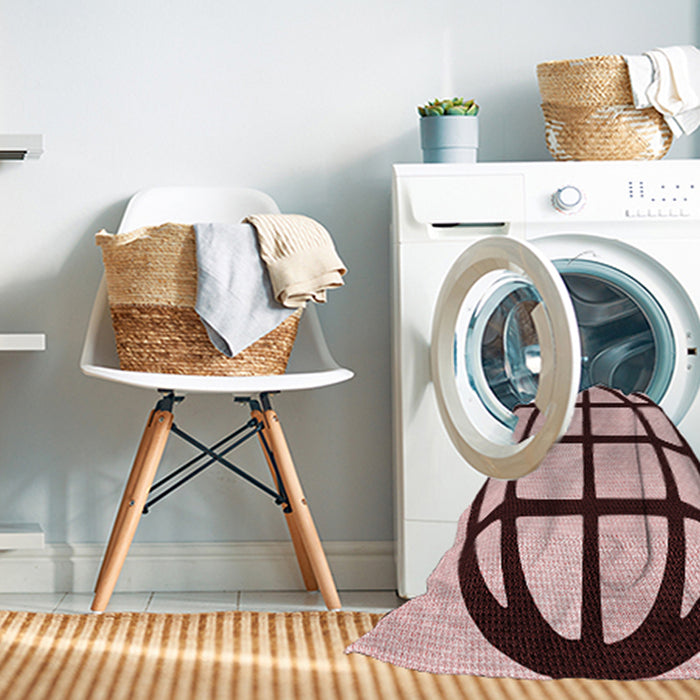 Machine Washable Transitional Brown Red Rug in a Washing Machine, wshpat1567rd