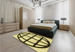 Patterned Mustard Yellow Rug in a Bedroom, pat1567yw