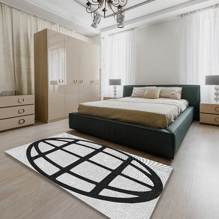 Patterned Light Black Novelty Rug in a Bedroom, pat1567