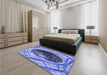 Patterned Jeans Blue Rug in a Bedroom, pat1568blu