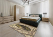 Patterned Dark Brown Rug in a Bedroom, pat1568brn