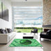 Square Patterned Green Rug in a Living Room, pat1568grn