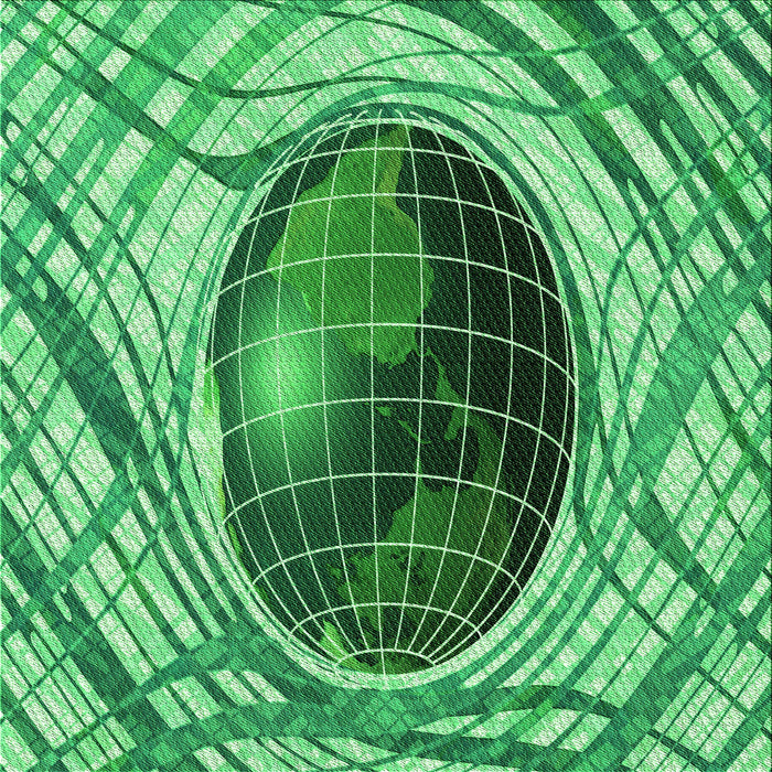 Round Patterned Green Rug, pat1568grn