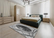 Patterned Silver Gray Rug in a Bedroom, pat1568gry