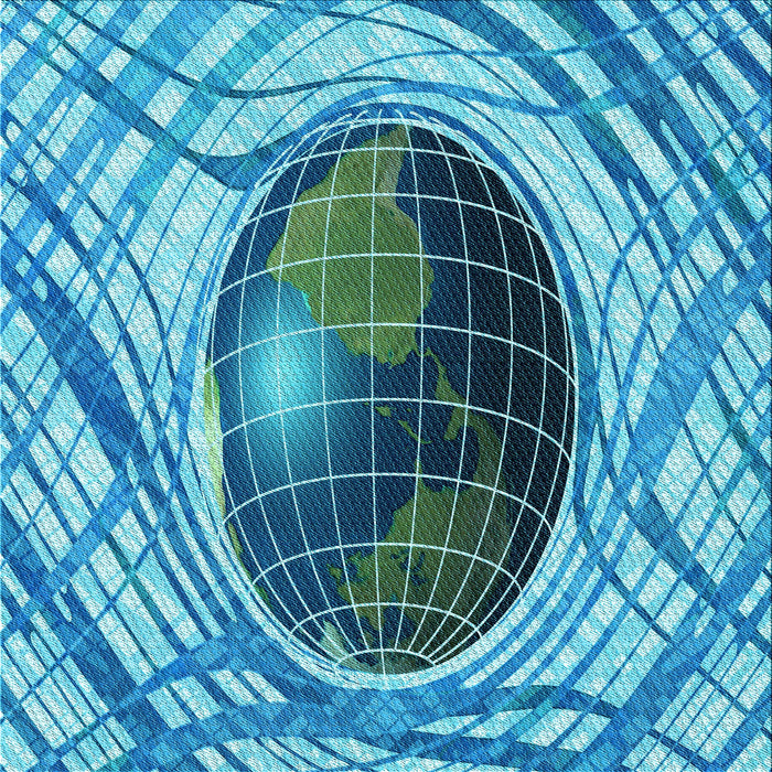 Round Patterned Blue Rug, pat1568lblu