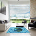 Machine Washable Transitional Blue Rug in a Kitchen, wshpat1568lblu