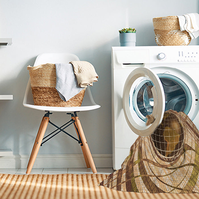 Machine Washable Transitional Yellow Orange Rug in a Washing Machine, wshpat1568org