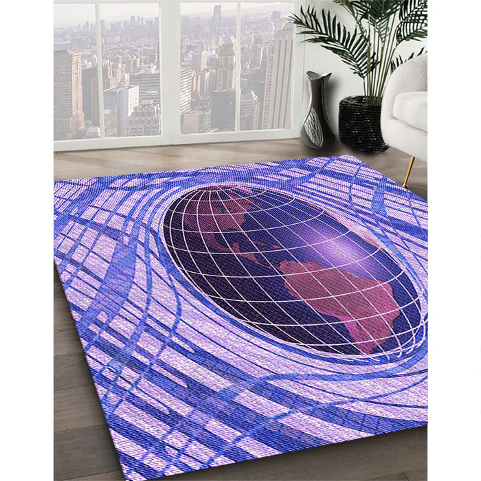 Patterned Amethyst Purple Rug in Family Room, pat1568pur