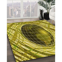 Patterned Dark Bronze Brown Rug, pat1568yw