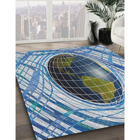 Patterned Blue Novelty Rug, pat1568