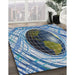 Patterned Blue Novelty Rug in Family Room, pat1568