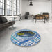 Round Patterned Blue Novelty Rug in a Office, pat1568