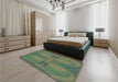 Patterned Green Rug in a Bedroom, pat1569grn