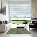 Square Patterned Green Rug in a Living Room, pat1569grn