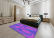 Machine Washable Transitional Purple Daffodil Purple Rug in a Bedroom, wshpat1569