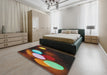 Patterned Dark Almond Brown Novelty Rug in a Bedroom, pat156