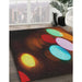 Patterned Dark Almond Brown Novelty Rug in Family Room, pat156