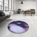 Round Patterned Medium Purple Rug in a Office, pat157blu