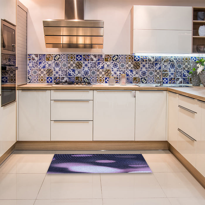 Patterned Medium Purple Rug in a Kitchen, pat157blu
