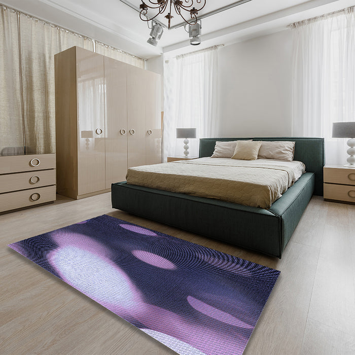 Round Machine Washable Transitional Medium Purple Rug in a Office, wshpat157blu