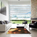 Square Patterned Red Rug in a Living Room, pat157brn