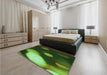 Patterned Dark Forest Green Rug in a Bedroom, pat157grn