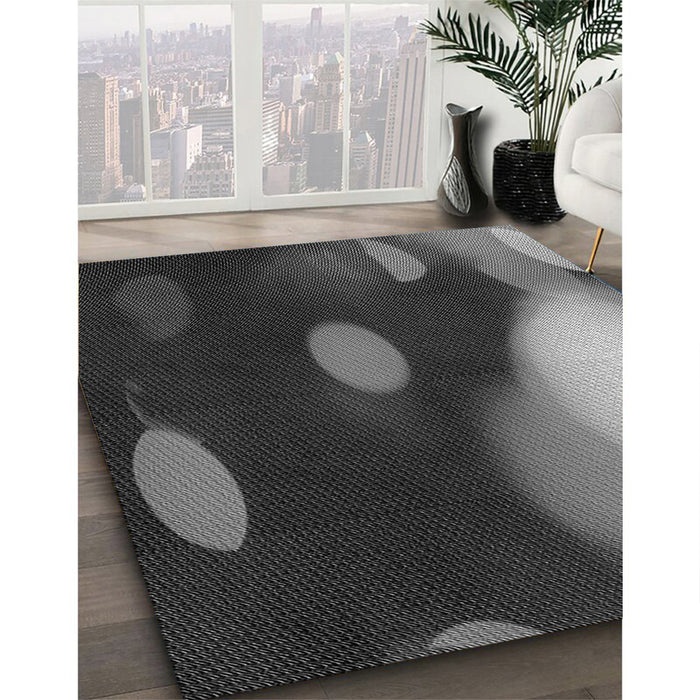 Patterned Charcoal Black Rug in Family Room, pat157gry