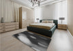 Patterned Charcoal Black Rug in a Bedroom, pat157gry