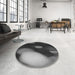 Round Patterned Charcoal Black Rug in a Office, pat157gry