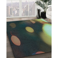 Patterned Charcoal Black Rug, pat157lblu