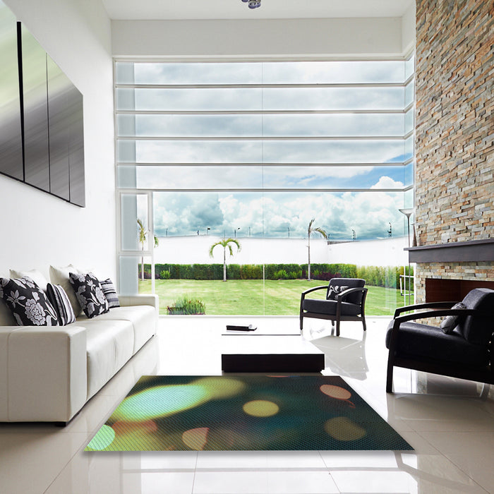 Square Patterned Charcoal Black Rug in a Living Room, pat157lblu