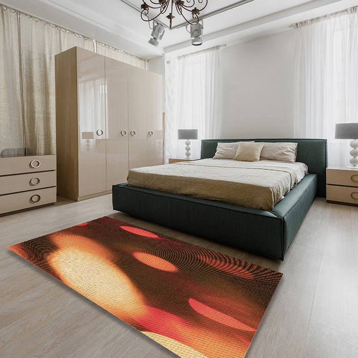 Patterned Orange Rug in a Bedroom, pat157org
