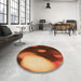 Round Patterned Orange Rug in a Office, pat157org