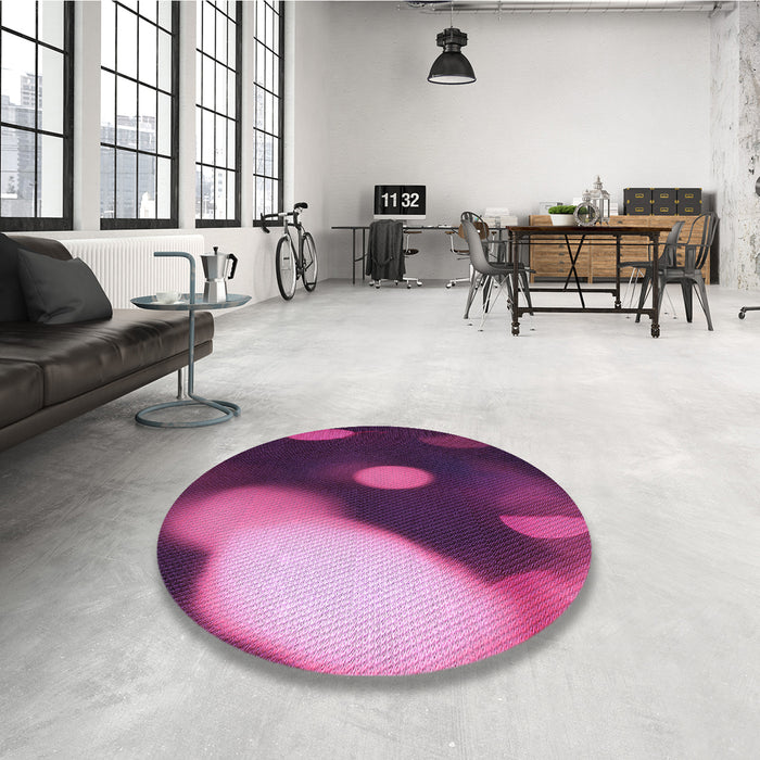 Round Patterned Orchid Purple Rug in a Office, pat157pur