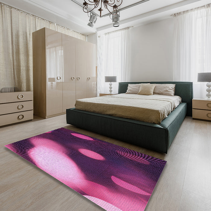 Round Machine Washable Transitional Orchid Purple Rug in a Office, wshpat157pur