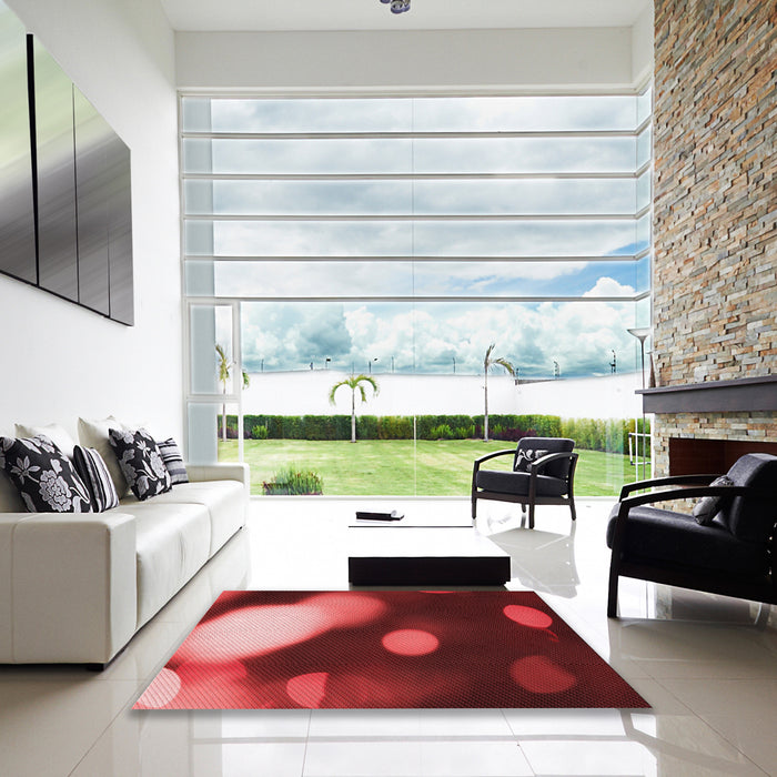 Square Patterned Red Rug in a Living Room, pat157rd