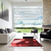 Square Patterned Red Rug in a Living Room, pat157rd