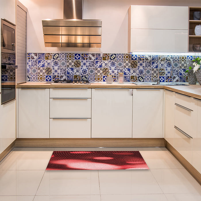 Patterned Red Rug in a Kitchen, pat157rd