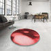 Round Patterned Red Rug in a Office, pat157rd